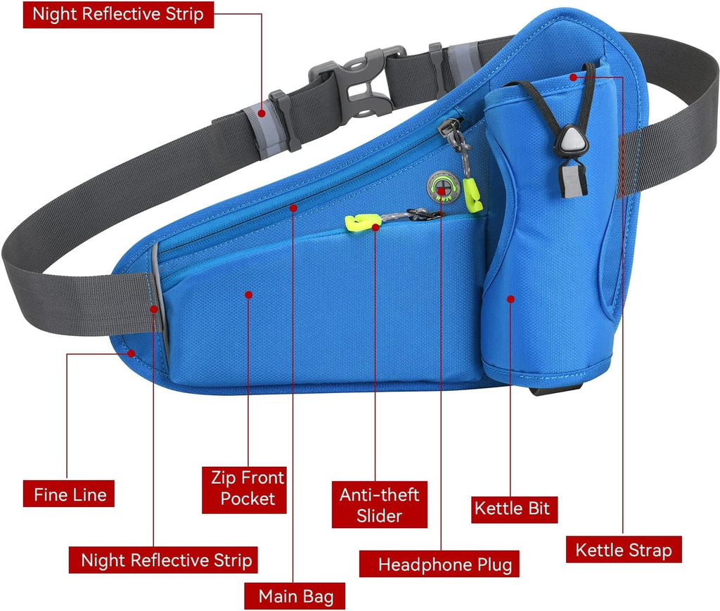 Running Belt Hydration Waist Pack with Water Bottle Holder for Men&Women Outdoor Sports (Black)