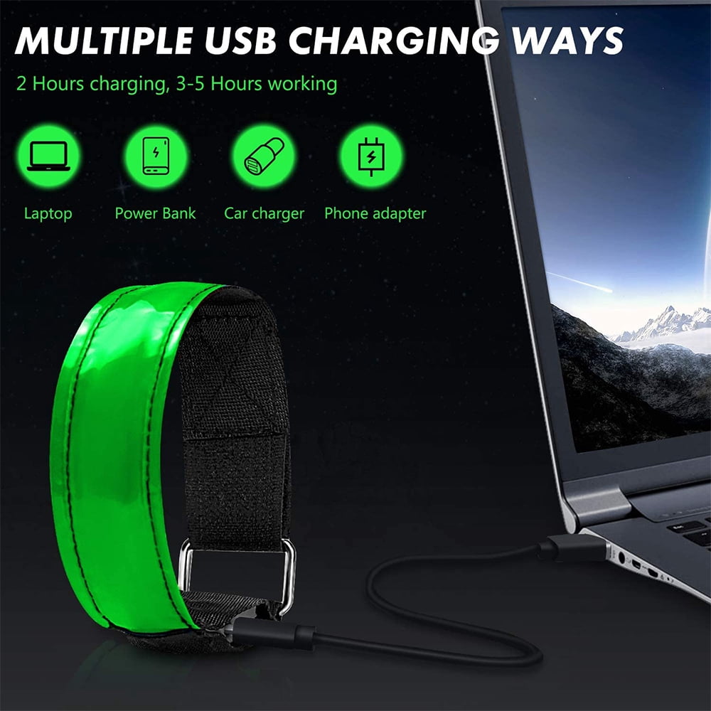 Running Light for Runners (2 Pack) Rechargeable LED Armband Reflective Running Gear, LED Light Up Band for Joggers Bikers Walkers