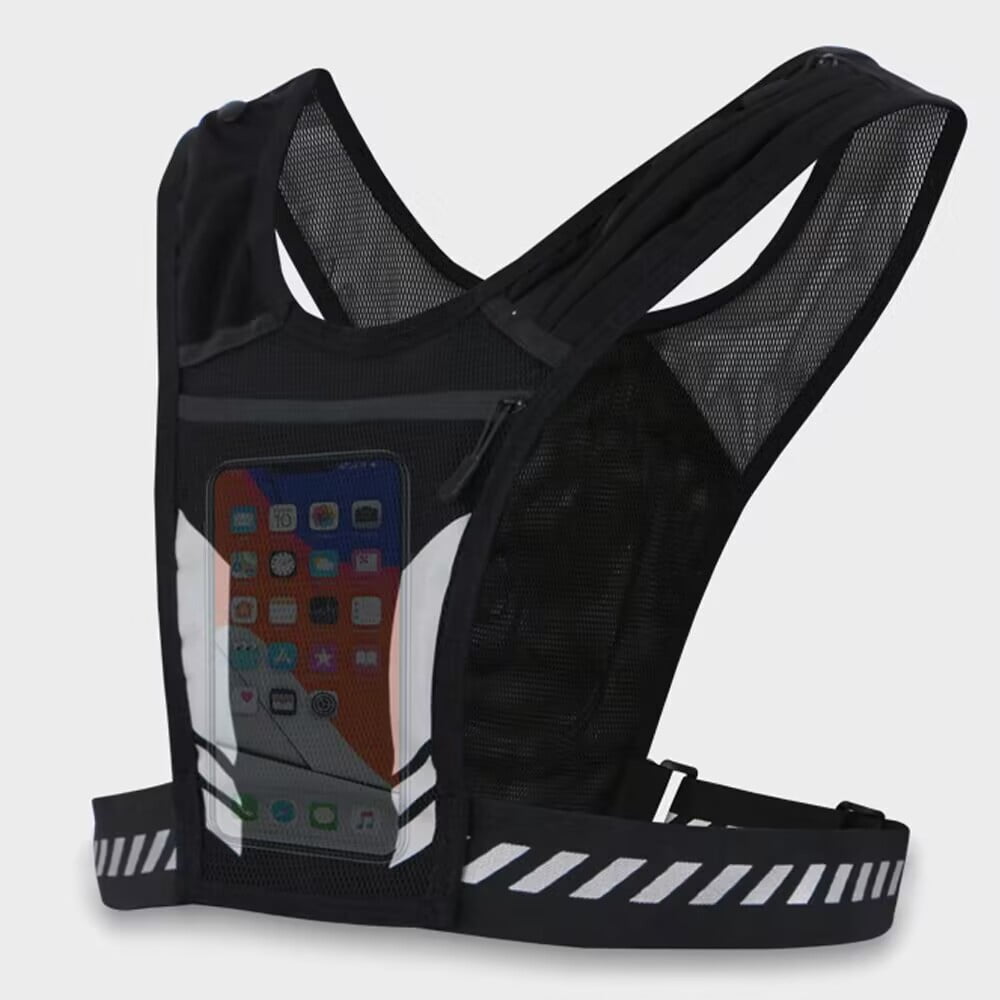 Gowinsee Reflective Running Vest, Running Chest Pouch Bag Phone Holder Phone Keys Cash Water Bottle Lightweight Breathable