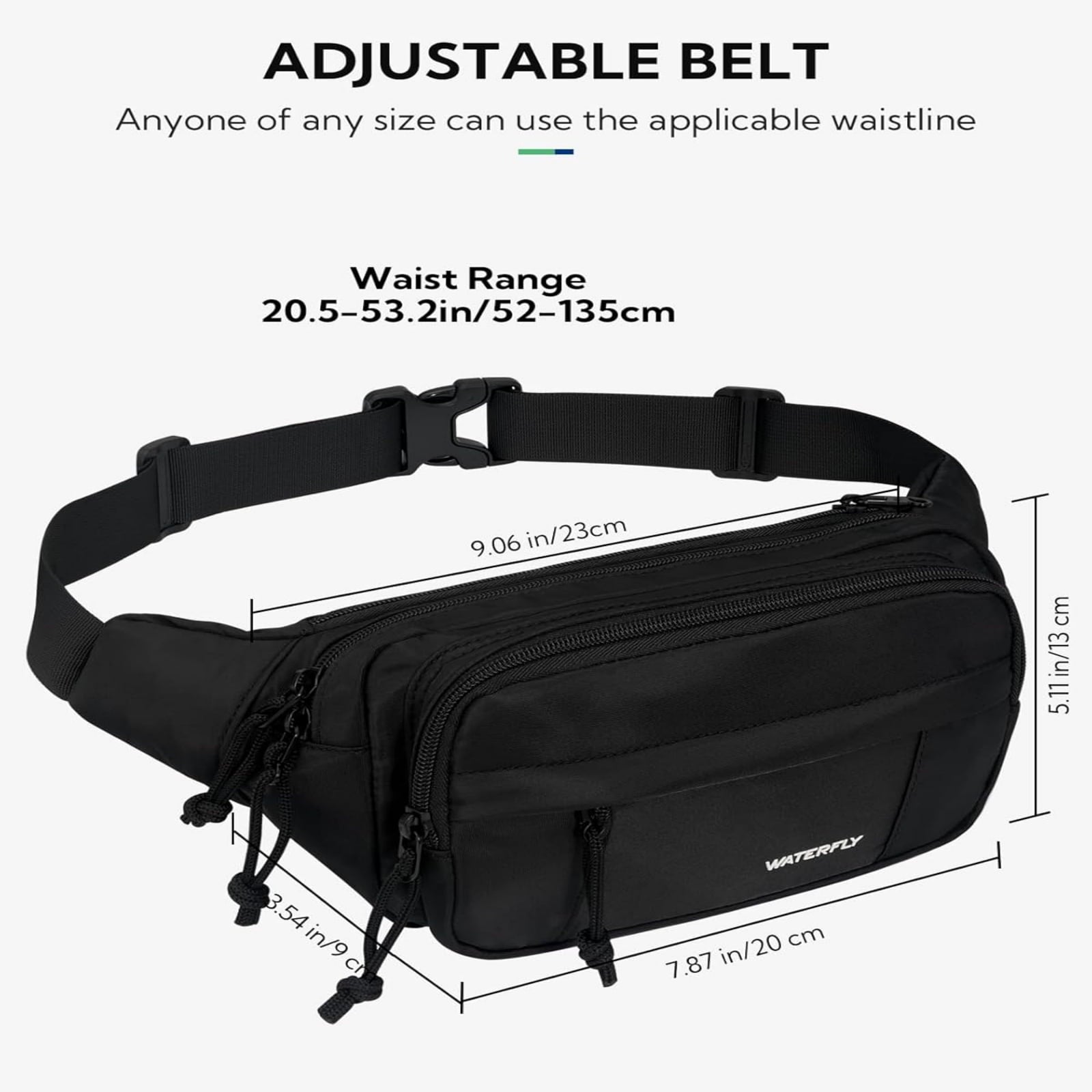 WATERFLY Unisex Large Capacity Walking Travel Nylon Fanny Pack Waist Bag,Yellow
