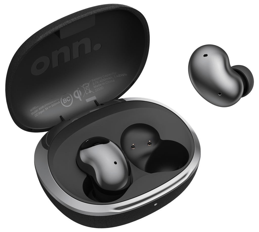 New - onn. Wireless Earphones with Adaptive Noise Cancellation & Charging Case, Black